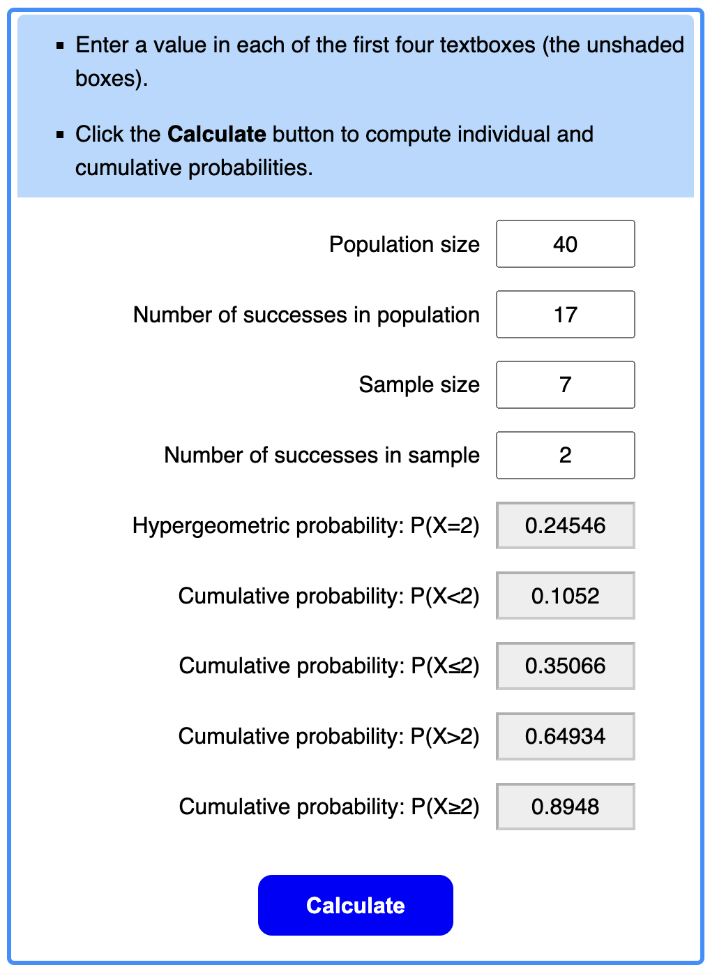 example calculation