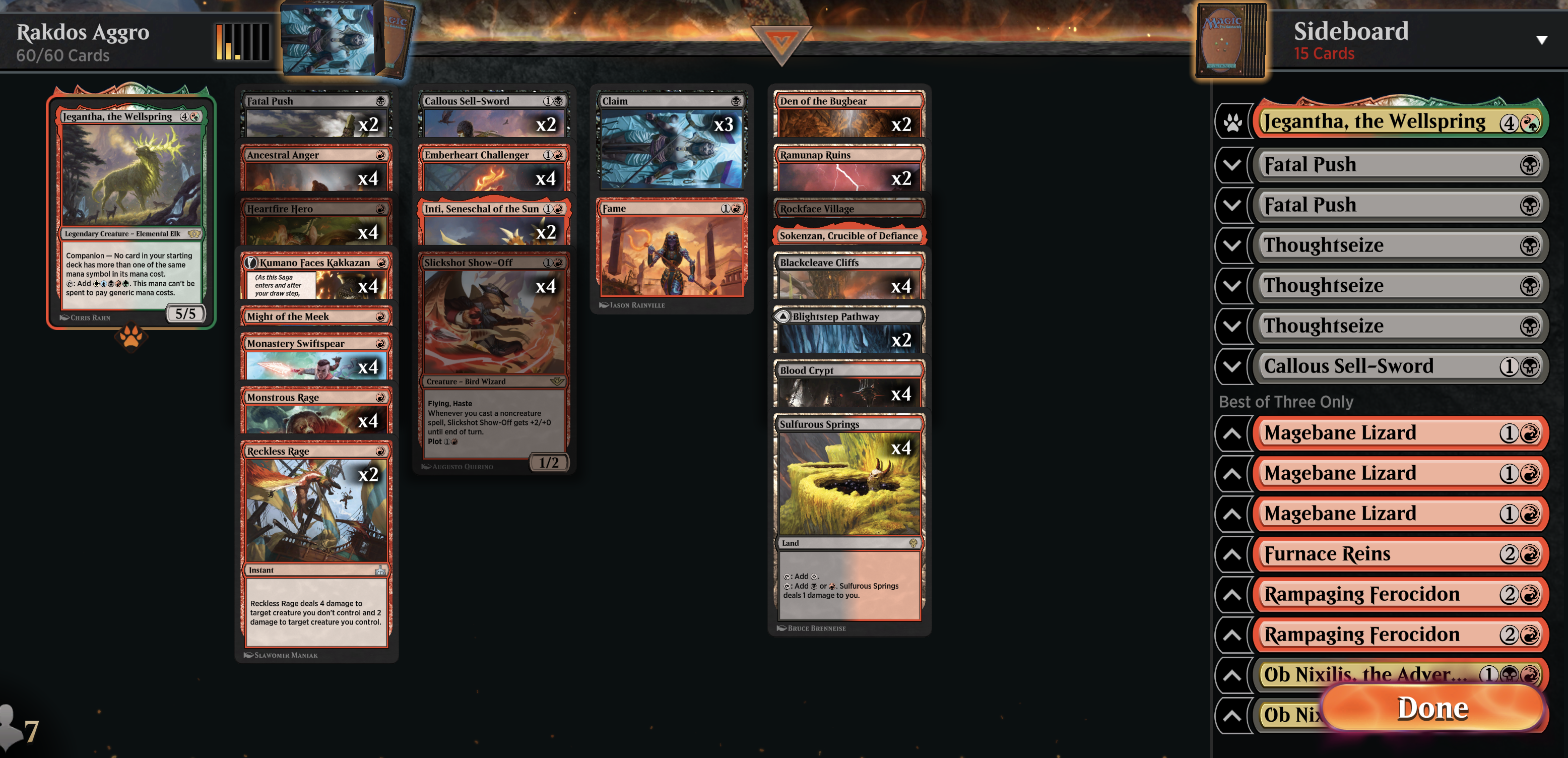 the lack of a basic is a testing thing - i wanted to test which of ramunap or den felt better, and i wanted to draw them both more, so i just played without a  basic in internal testing vs non-field-of-ruin decks to generate more data